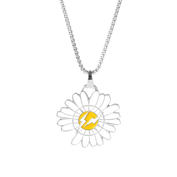 fashion custom women daisy enamal necklace flower pendant cute chain accessories jewelry friend gift, Silver